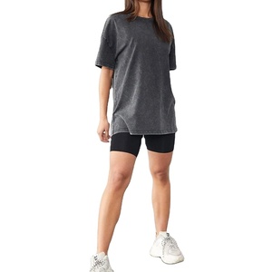 Camiseta Casual de Mujer con Lavado Ácido, Corte Regular, Transpirable, de Secado Rápido, Ecológica, 100% Algodón, Teñido Liso, Hecha a Medida, Elegante - Product Image 1