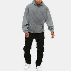 Sweat-shirts à capuche décontractés pour hommes, en coton 100% respirant, de haute qualité, avec doublure unie et effet délavé, pour l'hiver, vente en gros - Product Image 4