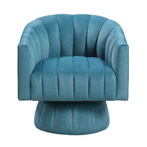 Poltrona Girevole in Velluto Teal Scuro, Moderna e Lussuosa, Comoda per Soggiorno - Product Image 2