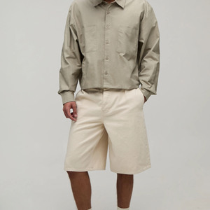 Camisa Casual de Hombre, Talla Grande, 100% Algodón, Corte Holgado, Tejido Popelina, Color Menta Sólido, Cuello Clásico, Verano, con Logotipo Personalizado - Product Image 4