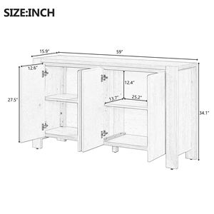 Credenza Retrò a 4 Ante con Finitura Anticata e Ripiani Regolabili per Sala da Pranzo, Cucina e Soggiorno - Product Image 4