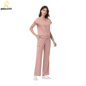 <b>Scrub</b> <b>Set</b> for Women - V-Neck <b>Scrub</b> Top & Wide-Leg Pants Medical Uniforms with Stretch Fabric, Multiple Pockets - Product Image 1