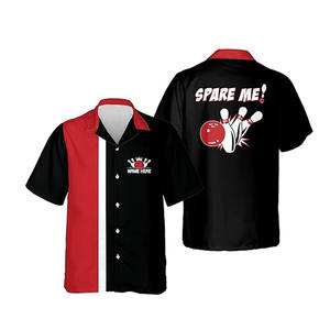 Camisa de Boliche Profesional para Hombre, de Alta Calidad, Poliéster/Algodón, Transpirable, Manga Corta, Precio Razonable para Adultos - Product Image 1