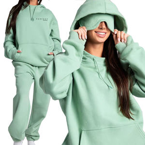 เสื้อฮู้ดดี้ผู้หญิงแบบกำหนดเองพร้อมดีไซน์หน้ากากปิดตา ผ้าฝ้ายฟลีซหนา 400GSM สไตล์ลำลอง สำหรับฤดูใบไม้ร่วงและฤดูหนาว ทรงโอเวอร์ไซส์ - Product Image 3