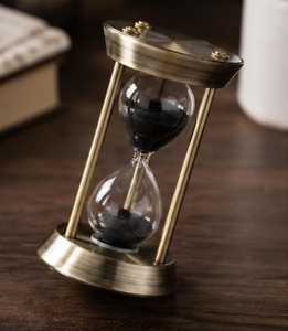 Traditional Antique Nautical Metal Compass Office Clock Polished Blue Liquid Sand <b>Timer</b> Digital Display Maritime Hourglass Metal - Product Image 2