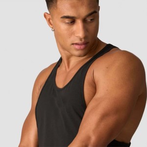 Men's Black Sleeveless Tank <b>Top</b> O-Neck Solid Knitted Casual Wear - Product Image 4