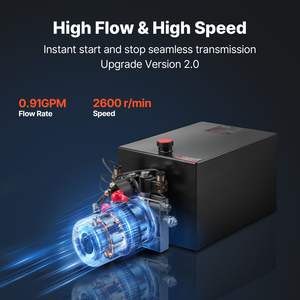 Unidad de Potencia Hidráulica de Doble Acción de 20 Cuartos para Remolques Volquete, Presión Máxima de Alivio de 3200 PSI, Caudal de 0.91 GPM, Bomba de 12V CC, Metálica - Product Image 5