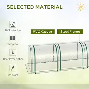 Serra Portatile a Tunnel 9,7 L x 3 L x 2,5 H con 3 Porte con Cerniera, Copertura in PVC Anti-UV/Anti-acqua per Agricoltura - Product Image 5