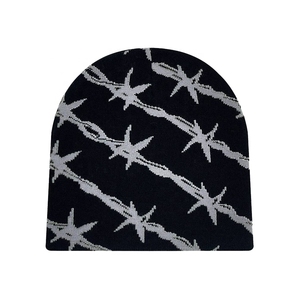 Gorro de punto premium personalizado estilo streetwear estadounidense, negro y rojo, elegante gorro de invierno con logotipo personalizado, diseño de alta calidad - Product Image 6