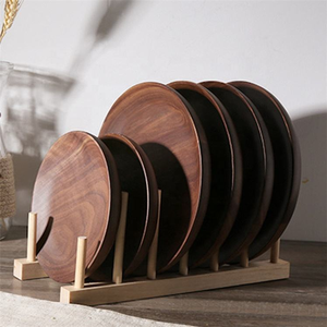 Assiettes de restaurant en bois de noyer noir, vaisselle, plats à collation, assiettes et bols en bois à vendre - Product Image 4