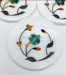 Posavasos de mármol de forma redonda de precio al por mayor para té/café Posavasos de piedra para servir fabricante y proveedor de India - Product Image 5