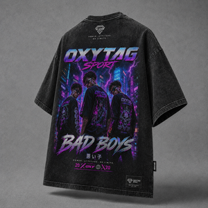 Camiseta Oversize Personalizada con Lavado Ácido, Estampado Gráfico Vintage de Gran Gramaje, Estilo Streetwear Cyberpunk para Hombre, Fabricante OEM - Product Image 6
