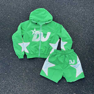 Vestes coupe-vent d'automne personnalisées avec logo, vente en gros à bas prix, vêtements décontractés ajustés pour hommes, ensembles de vestes de pluie - Product Image 5