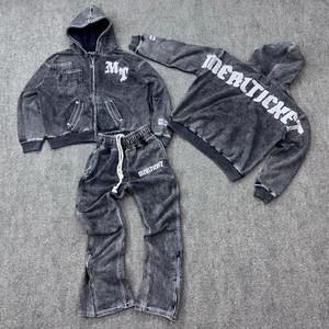 Los Mejores Fabricantes de Ropa de Pakistán, Pantalones Acampanados Personalizados, Pantalones Deportivos de Algodón con Estampado Vintage Lavado al Ácido y Efecto Desteñido para Hombre - Product Image 3