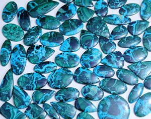 Cabochon ovale en chrysocolle et malachite naturelle de qualité supérieure, mélange de quartz, tailles personnalisables, sans embellissement, effet de couleur changeant - Product Image 4