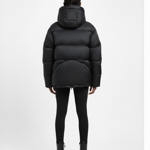 Custom Windbreaker Bubble <b>Coat</b> Removable Hood Long Sleeve Thick Polyester Padded Fill Streetwear Solid Women Puffer Jacket - Product Image 4