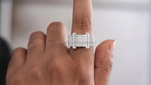Pave Cut Cluster <b>Ring</b> 925 Sterling Silver Hip Hop Rhodium Plated <b>iced</b> Out Engagement, Wedding or Anniversary Gifts Jewelry - Product Image 2