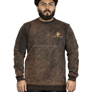 Jersey de cuello redondo de manga larga de algodón 100% lavado ácido Unisex sudadera de gran tamaño en estilo Vintage Streetwear invierno Casual - Product Image 1