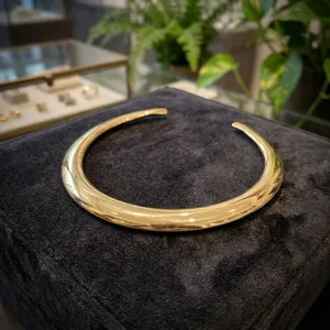 Luxury Handmade Brass Hasli <b>Necklace</b> | Gold Plated Adjustable Collar <b>Necklace</b> | Minimalist Statement Jewelry for Women - Product Image 5