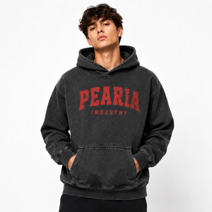 Sweat à capuche vintage délavé avec imprimé craquelé, logo sur le devant et poche, style streetwear pour homme - Product Image 1