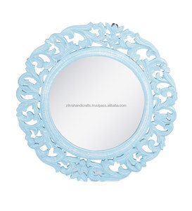 <b>Gold</b> Painted Garden Wall Round Wooden Wall <b>Mirror</b> Hanging Decorative Window <b>Mirror</b> Decor Rustic Wall Mount Wood Framed <b>Mirror</b> - Product Image 3