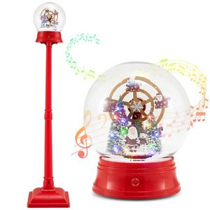 Décoration de lampadaire de Noël de 1,5 m avec grande roue tournante à 360 degrés, 15 LED colorées, 8 mélodies et 2 modes (sur pied/T) - Product Image 1