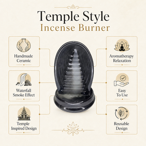 Temple Style Ceramic Backflow <b>Incense</b> Burner Waterfall Cascade <b>Cone</b> Holder | Handmade Aromatherapy Meditation Zen Home Decor OEM - Product Image 5