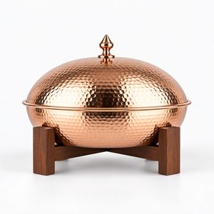 Cacerola Redonda de Madera Negra de Lujo con Tapa y Revestimiento de Acero Inoxidable, 24 cm de Diámetro, para Cocinas de Gas e Inducción - Product Image 3