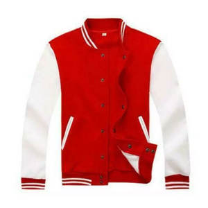 RELEVO INDUSTRIES Men's Blue White Varsity <b>Jacket</b> Preppy Style Turn-down Collar Regular Fit Polyester Cotton Shell - Product Image 3