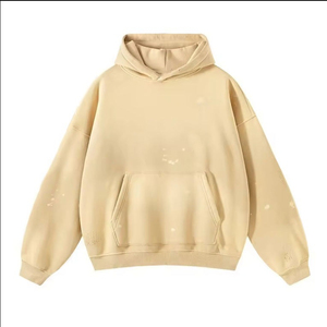 Sweat-shirt à capuche noir oversize pour homme, 100 % polyester, en molleton bouclette, imprimé par pulvérisation, sportif, hiver, effet délavé, anti-boulochage, respirant - Product Image 2