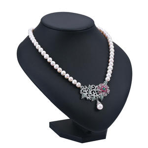 Collier en perles d'eau douce de haute qualité, pendentif en zircon, design polyvalent en nœud papillon, pour une utilisation polyvalente, pour le streaming en direct - Product Image 4