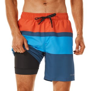 <b>Men's</b> Color Blocked Board Shorts Quick Dry Swim <b>Trunks</b> With Drawstring And Pockets Sporty Style - Product Image 1