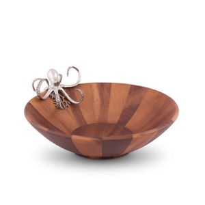 Bol de service en bois de manguier le plus vendu avec poignée en métal, forme ronde, finition naturelle, pour la table, pour servir des aliments et des salades - Product Image 2