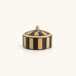 Boîte décorative Zoey Circus Large Bone Inlay, best-seller, noire et ivoire rayée, avec couvercle doré, pour décoration de maison de luxe. - Product Image 5