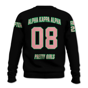 Sudadera Alpha Aka Alpha Juneteenth de cuello redondo rosa para hombre, corte regular, diseño griego estampado, ropa informal - Product Image 6