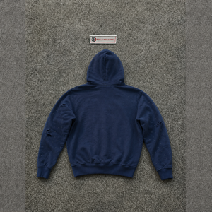 Sweat à capuche zippé vintage bleu avec motif ange, fermeture éclair sur le devant, coupe décontractée, en molleton bouclette 100% coton, idéal pour l'automne, RELAXE - Product Image 6