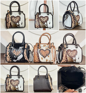 Bolso de Hombro Cruzado de Cuero Genuino de Vaca Grabado a Mano Estilo Western Vintage 2026 con Corazón Tachonado y Pelo para Mujer - Product Image 3