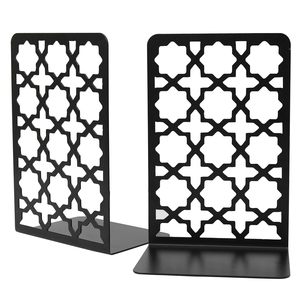 Premium Metal Bookends Decorative Geometric Design Heavy Duty Non Slip Book Holders for Home Office <b>Study</b> <b>Desk</b> - Product Image 4