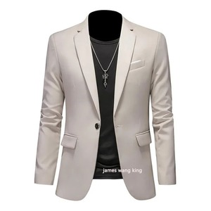 Blazer en velours côtelé pour homme, coupe droite, col à revers, respirant, infroissable, style américain, couleur unie, manches longues - Product Image 5