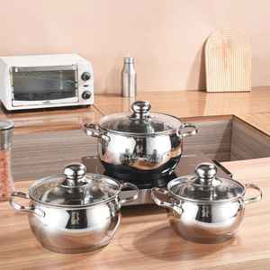 Ensemble de casseroles en acier inoxydable avec couvercle en verre, compatible induction, pour soupes et ragoûts, batterie de cuisine - Product Image 1