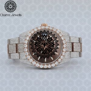 Montre de luxe pour homme Charm_Jewells en acier inoxydable, cadran 40 mm, lunette sertie de diamants, mouvement mécanique analogique, étanche 10 bars, automatique - Product Image 1