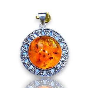 Auténtica Plata de Ley 925 ámbar piedra preciosa nuevos accesorios colgantes joyería fina colgantes finos - Product Image 1