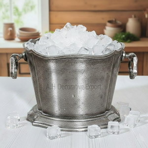 Seau à glace vintage de luxe durable en métal festonné, refroidisseur à vin triple bouteille, support décoratif en bronze rustique pour - Product Image 6