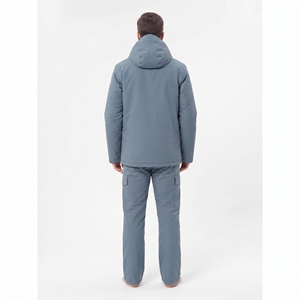 Veste de ski bleue à capuche pour homme avec fermeture éclair et isolation synthétique, imperméable, pour activités de plein air - Product Image 4