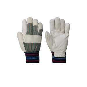 Leather Safety <b>Gloves</b> with <b>Knit</b> Wrist Abrasion Resistant Anti-Slip General Purpose Work <b>Gloves</b> - Product Image 5