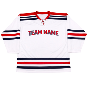 Maillot de hockey sur glace personnalisé |   Style réplique vintage - Ajoutez le nom de votre équipe - Tissu en maille durable 220GSM - Vêtements d'équipe professionnels - Product Image 1