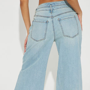Jeans baggy pour femmes, pantalon en denim à jambes larges, coupe ample, vêtements en denim décontractés et confortables, tendance pour femmes - Product Image 2