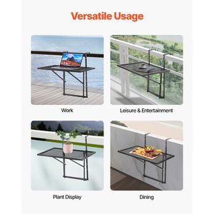 Tavolo Pieghevole in Metallo 19 X 24 per Balcone, Tavolo da Bar per Esterni con 5 Livelli di Regolazione - Product Image 2