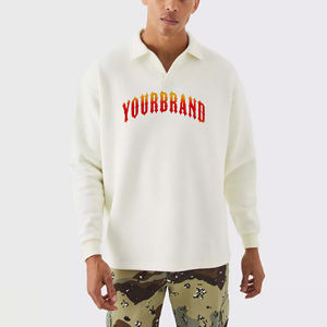 Camiseta Polo Personalizada con Cuello en V para Hombre, 100% Algodón Grueso, Corte Holgado, Manga Larga, Impresión Digital, Logotipo Personalizado - Product Image 1