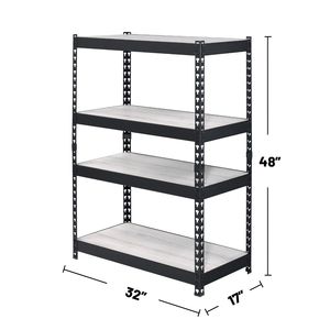 Libreria rettangolare a 4 ripiani, naturale e nera, con ripiani regolabili - Product Image 3